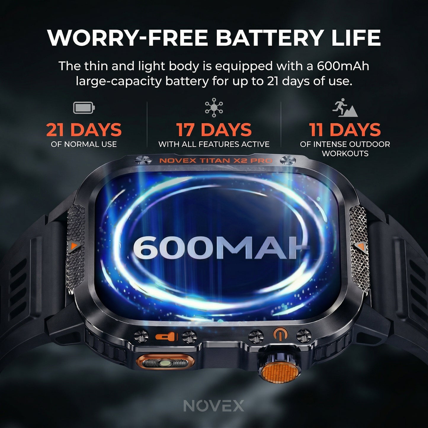 Novex™ Titan X2 Pro - Rugged GPS Smartwatch